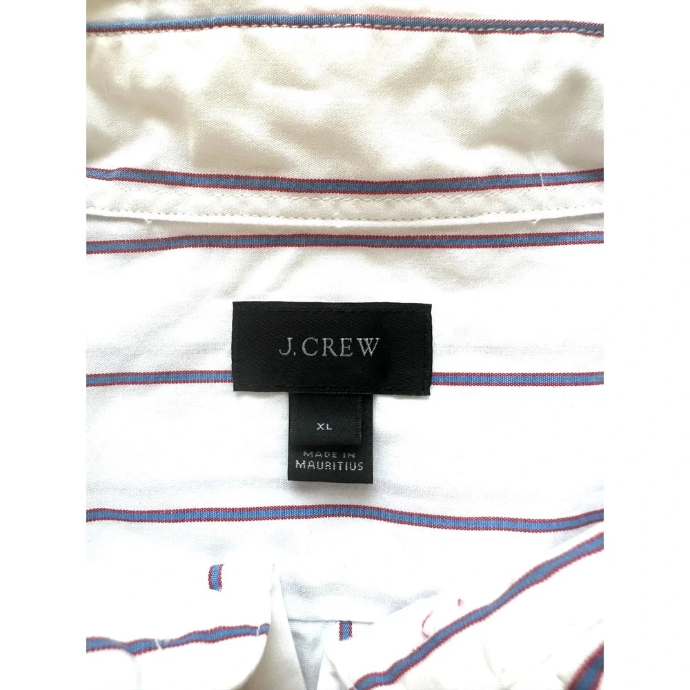 J.Crew Button-Down Shirt Mens XL White Blue Striped Cotton Long Sleeve Preppy